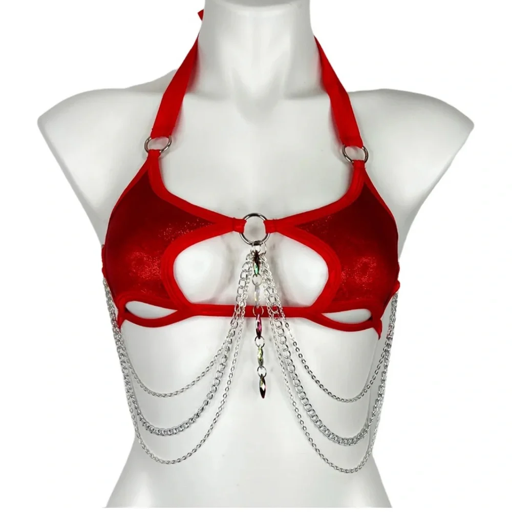 Red festival rave top - Picture 2 of 2